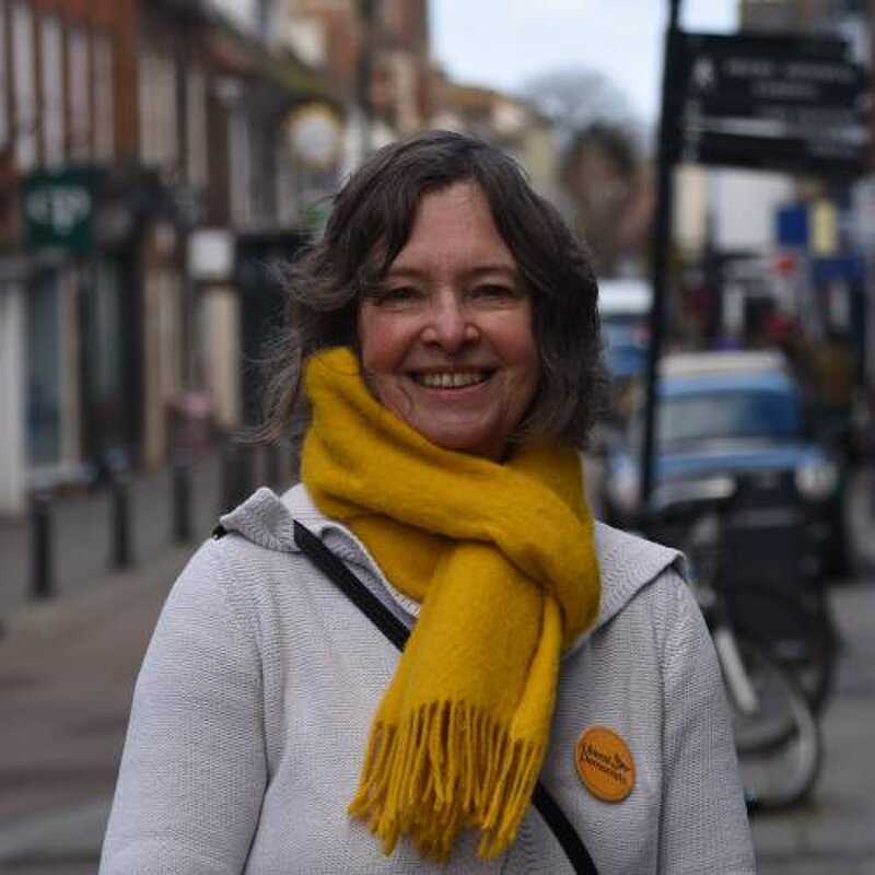 Bryony May on Royston High Street