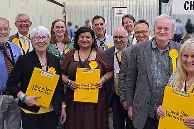 Lib Dem councillors and activists at the 2025 election count