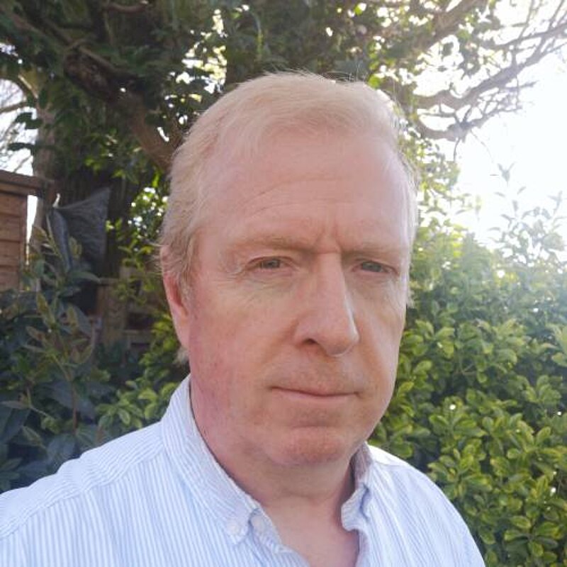 Gerald Jackson in his garden in Royston