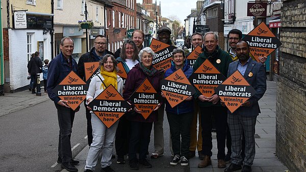 Royston party members on Royston High Street